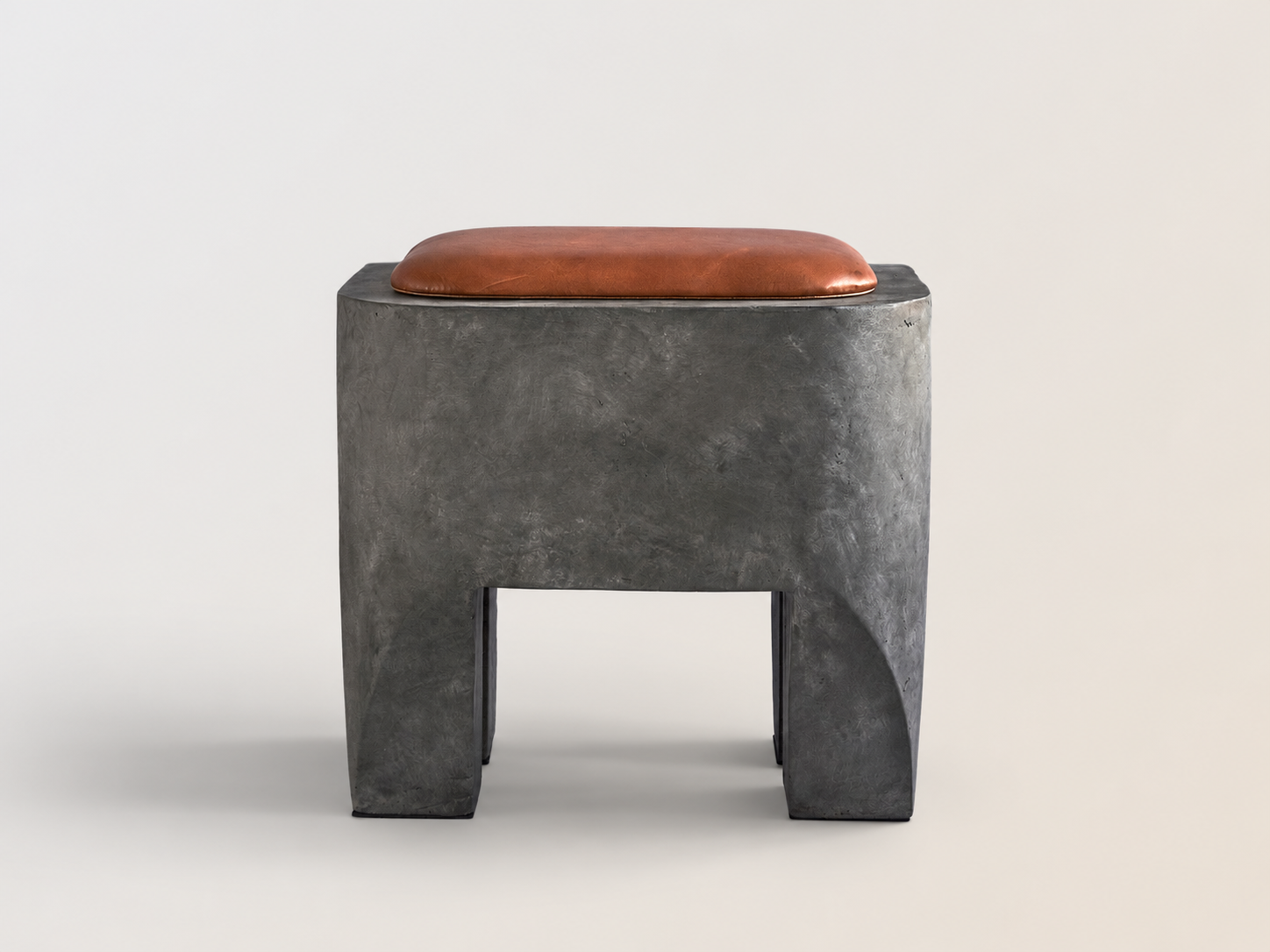 Sculpt Stool with leather cushion
